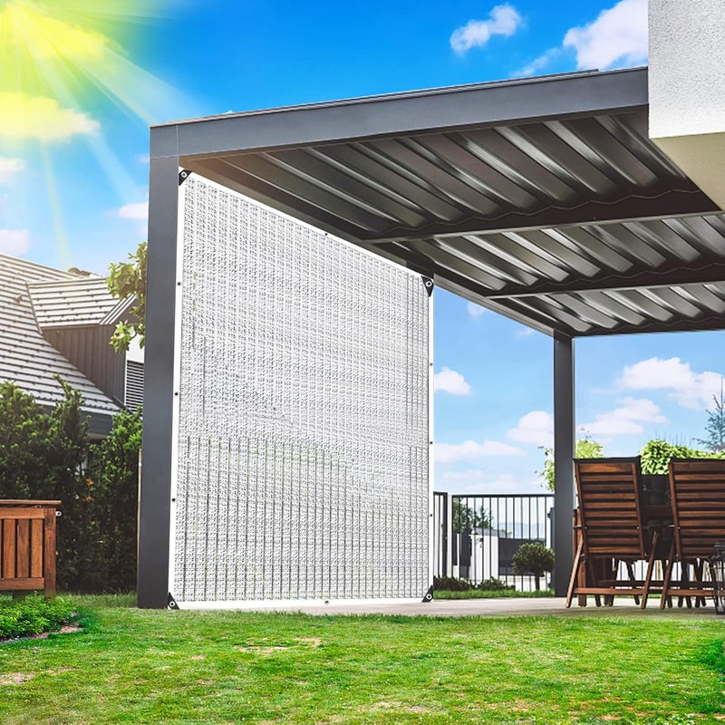 QLOFEI 10'x10' Aluminum Shade Cloth -90% Reflective Sun Shade Cover for Garden Patio Pergola Cover Shade Sails Silvery Durable Shade Neting for Backyard Dog Chicken Coop Shade Cloth - Image 5
